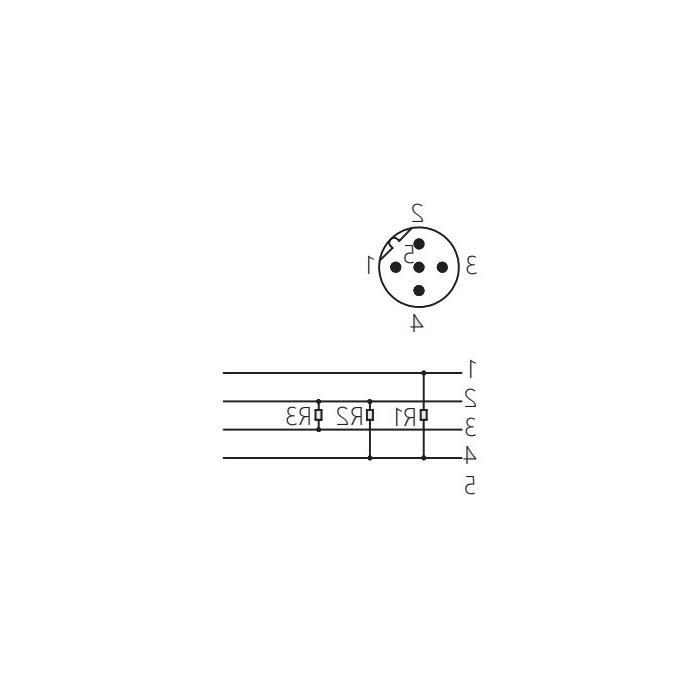 M12 5Pin straight male, B-coded, Profibus bus terminal resistor, 0C4R11