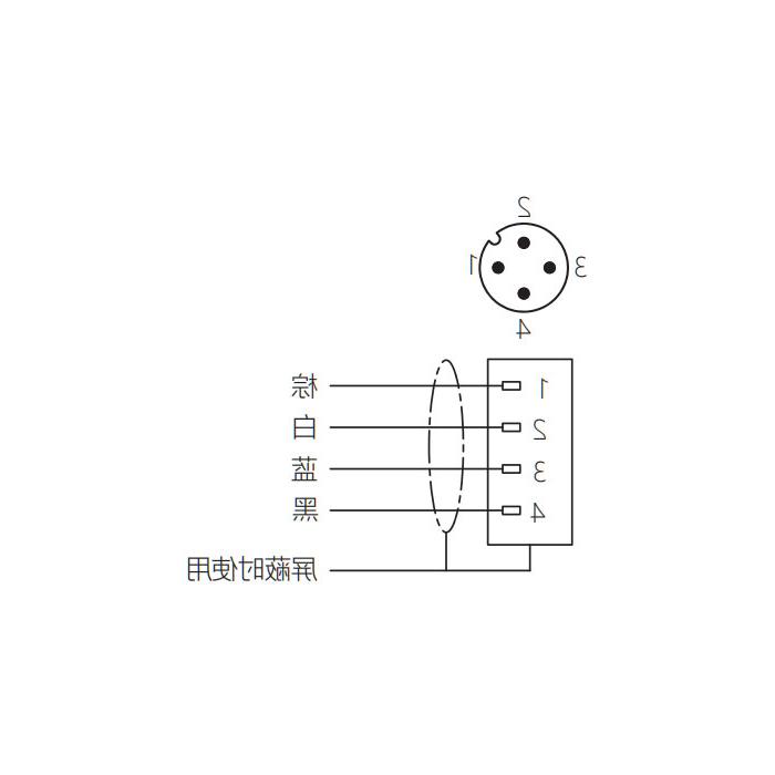 M12 4Pin, male 90°, single-end precast cable, PUR material, yellow sheath, 64T521-XXX